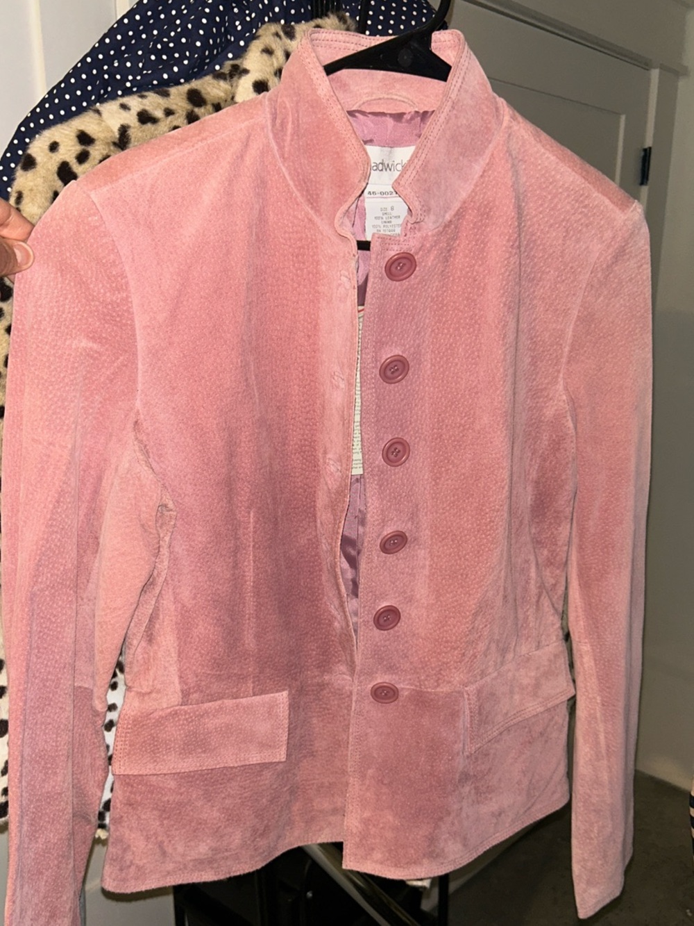 Chadwicks Blush Pink Suede Button-Front Jacket
